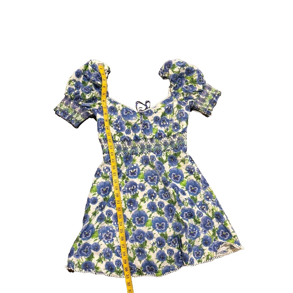 Alice & Olivia Mini dress size 2 Small Crawford Eyelet Floral Puff Sleeve FLAWED - Picture 2 of 10